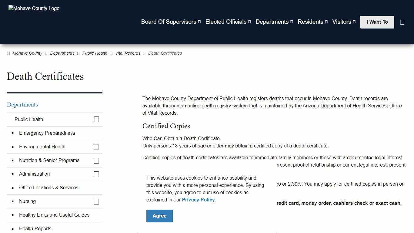 Death Certificates Mohave County