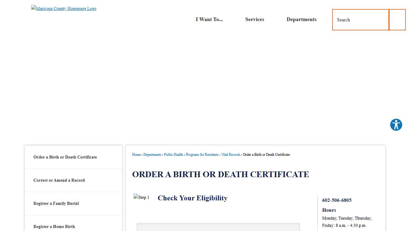 Order a Birth or Death Certificate Maricopa County, AZ